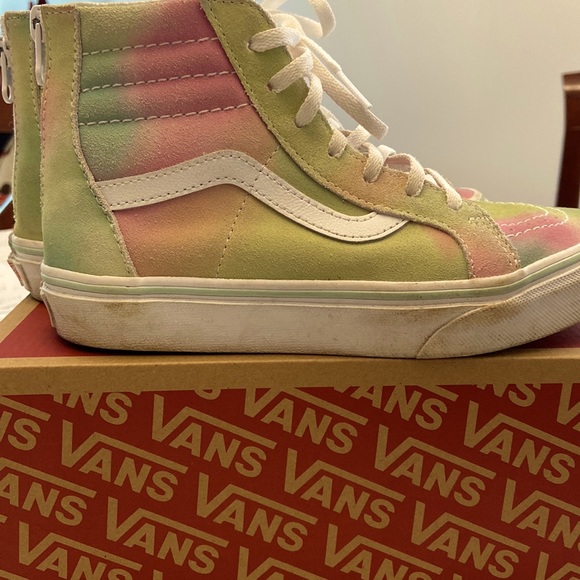 Girls Sk8-Hi Zip Vans - Size 3.0 Youth; Rainbow Suede Pastel - Picture 7 of 12